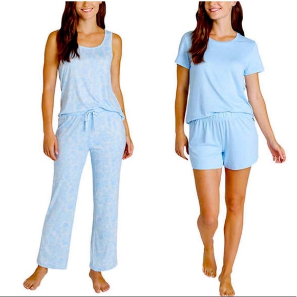 NWT Eddie Bauer Ladies 4-Piece Pajama Set BLUE - size XS - Picture 2 of 4